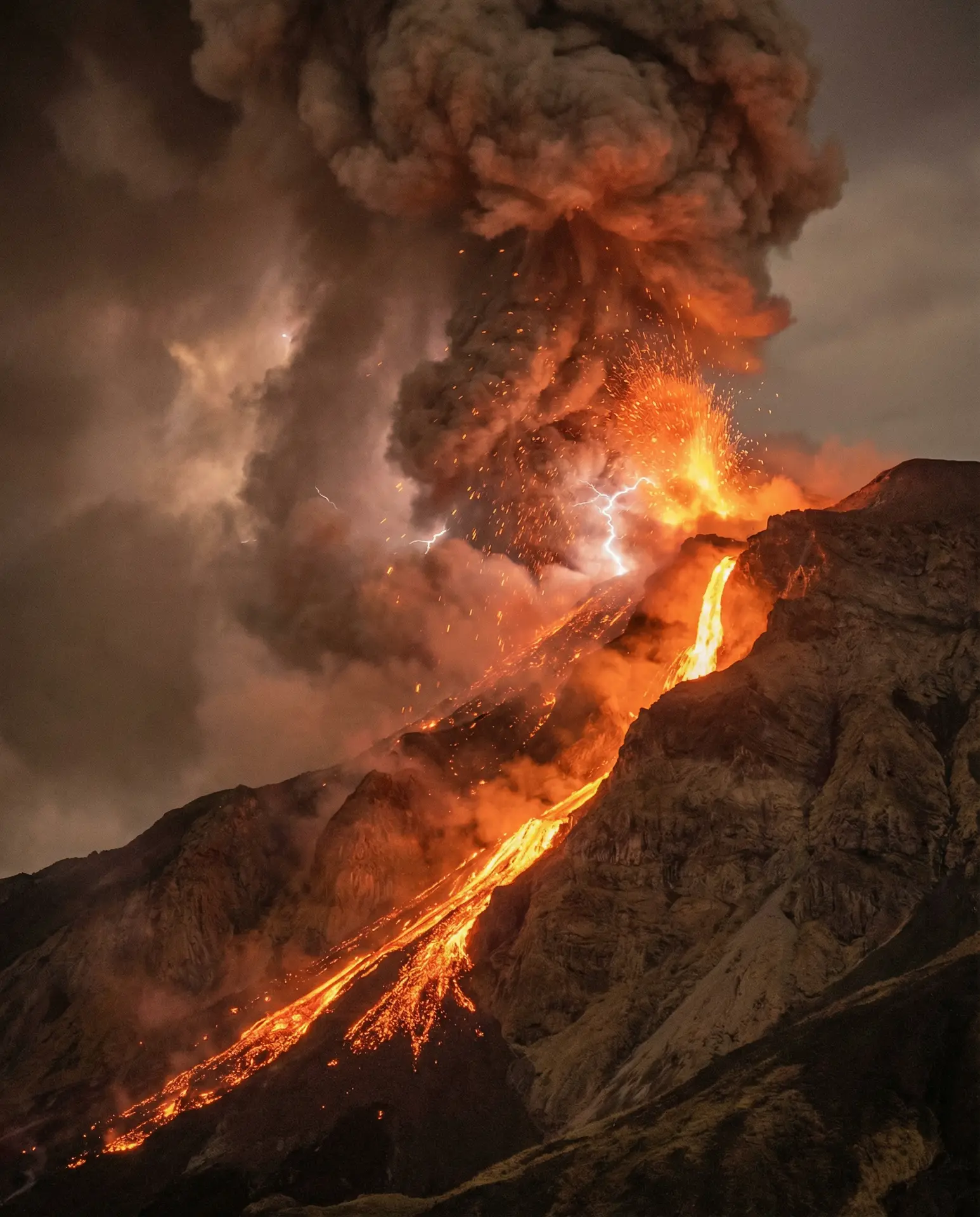 火山喷发壮观场景 - 少女视频 自然奇观